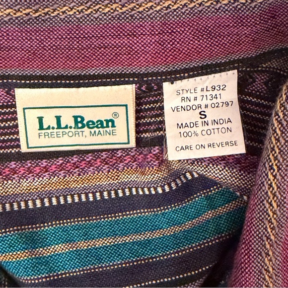 VTG LL Bean 90s Womens Small Multicolored Striped Woven Tapestry Crop Jacket‎ - Picture 6 of 7